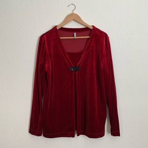 Deep Red Velvet Blouse Size Large